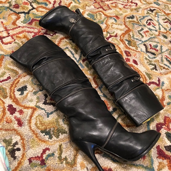 Alexander McQueen Shoes Alexander Mcqueen Zipper Knee High Boots 45